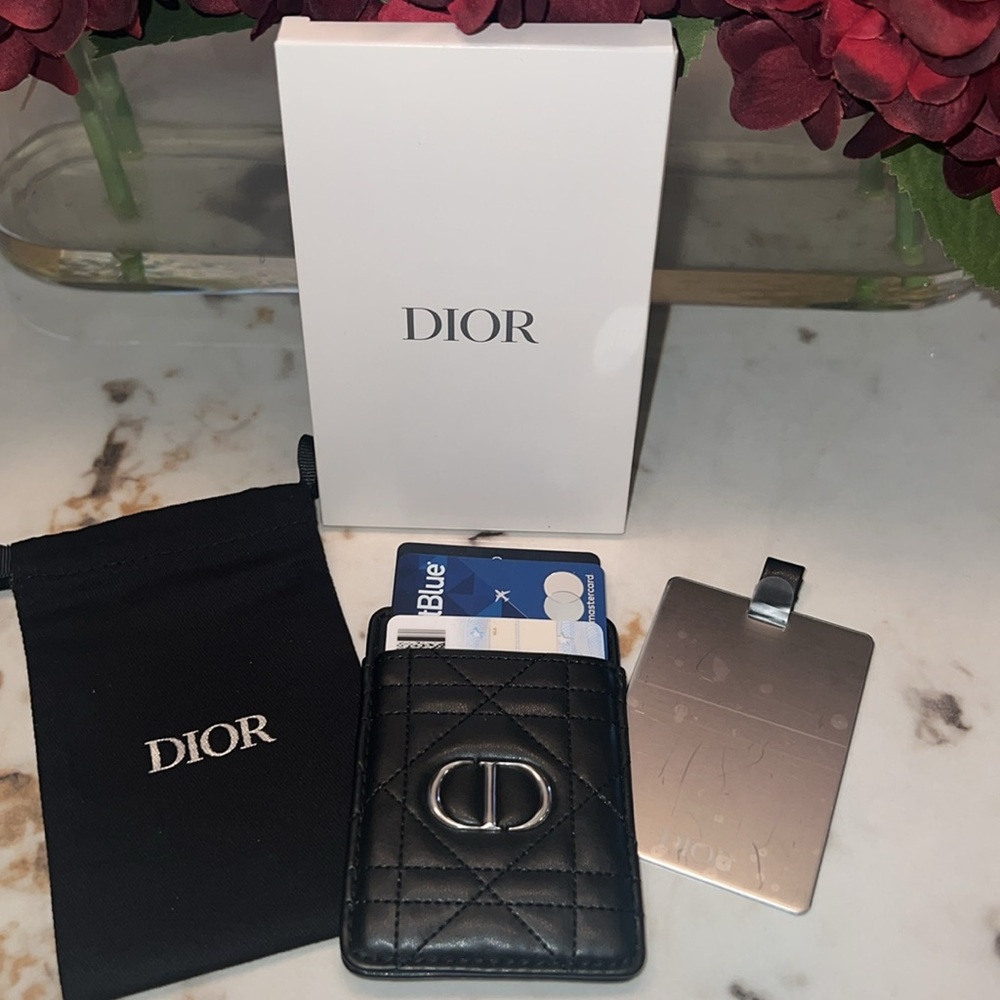 NIB DIOR Black Silver Rouge Balm Compact Mirror With Case